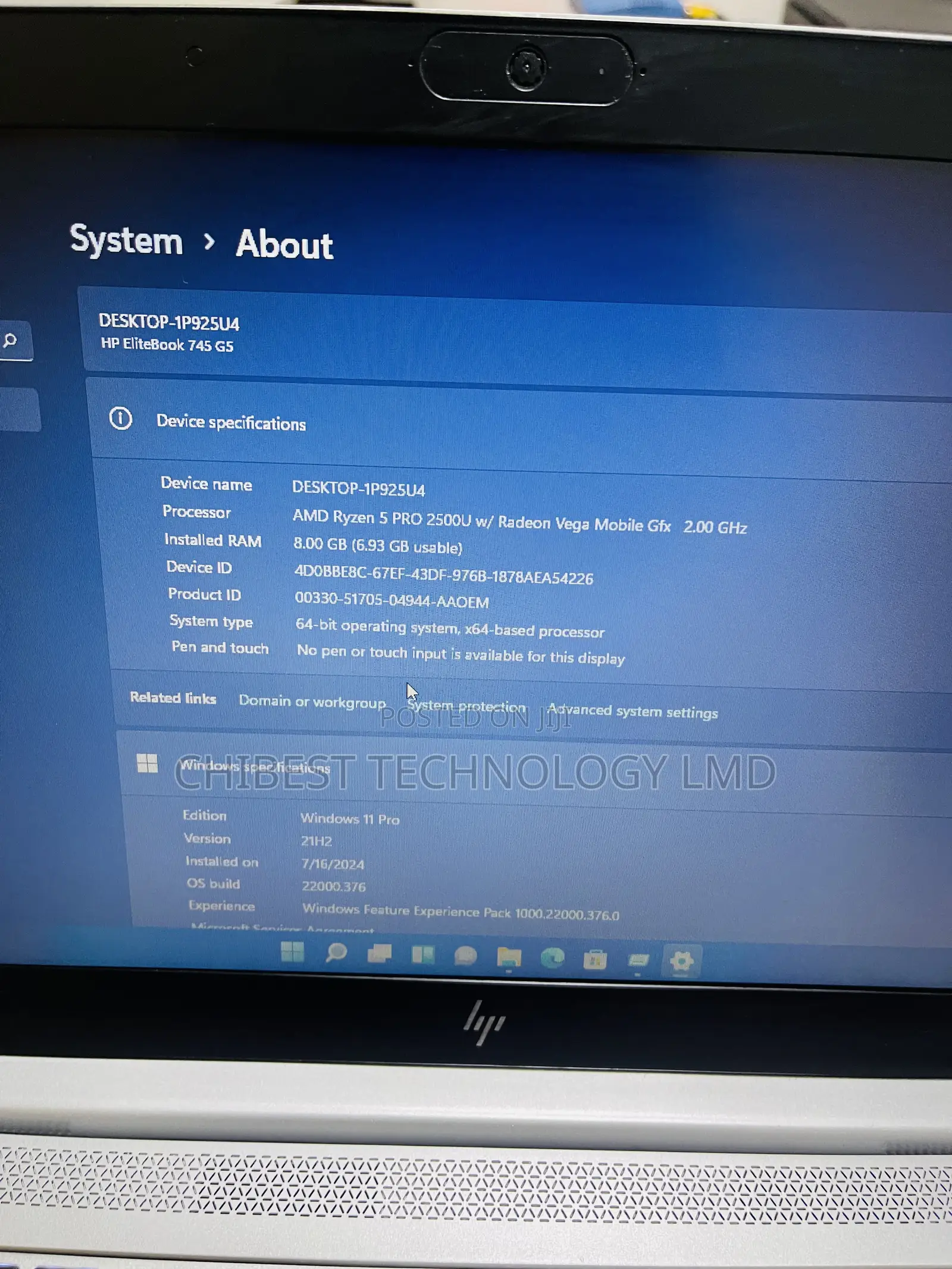Laptop HP EliteBook 745 G5 8GB AMD Ryzen 5 SSD 256GB