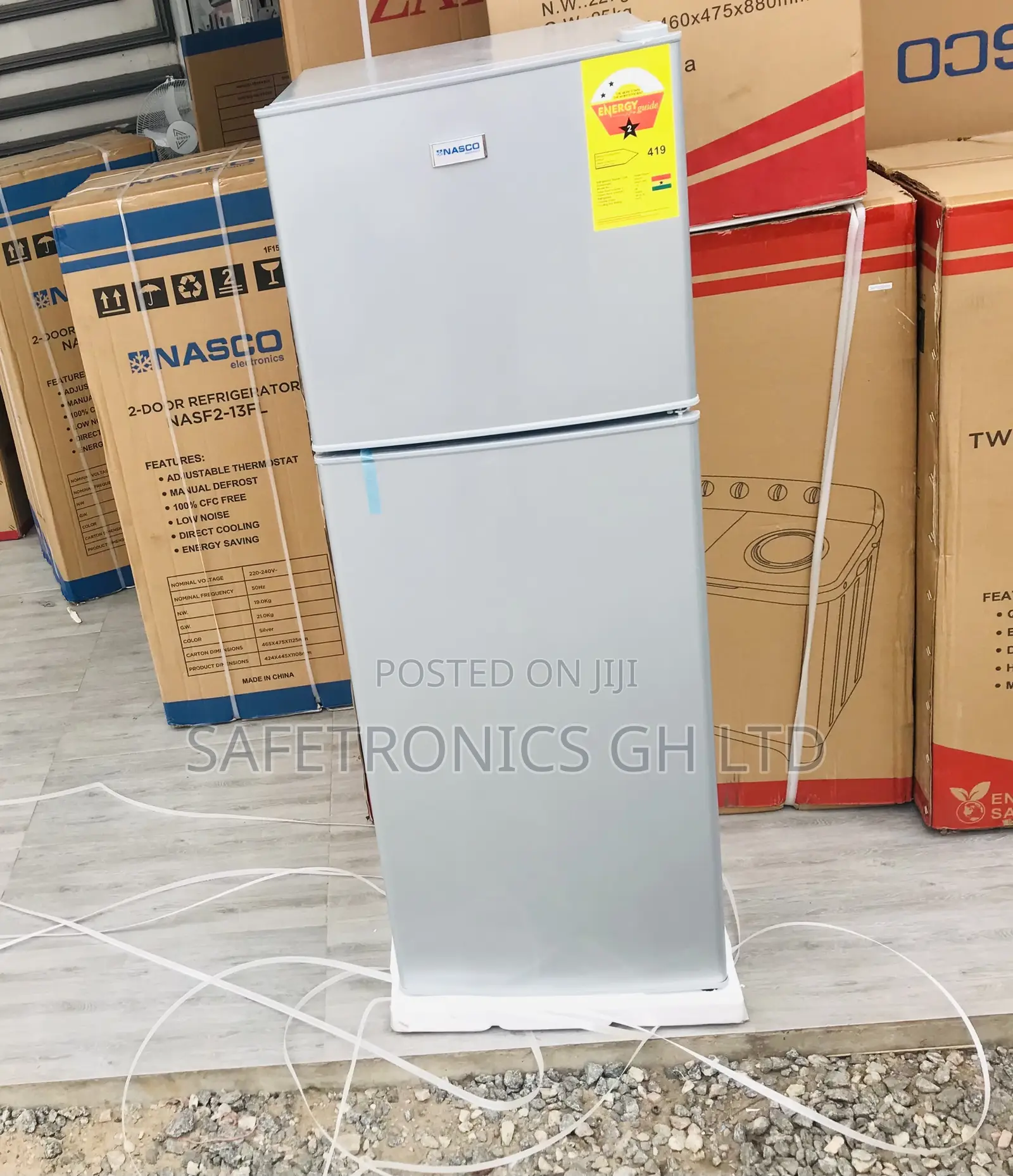 Elegant  Topfreezer Gray Nas210-18fl Doubledoor 