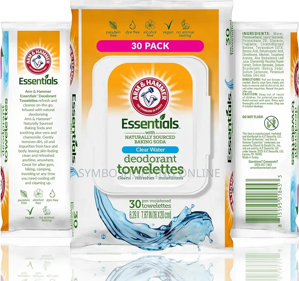 Arm Hammer Essentials Clear Water Deodorant Towelettes