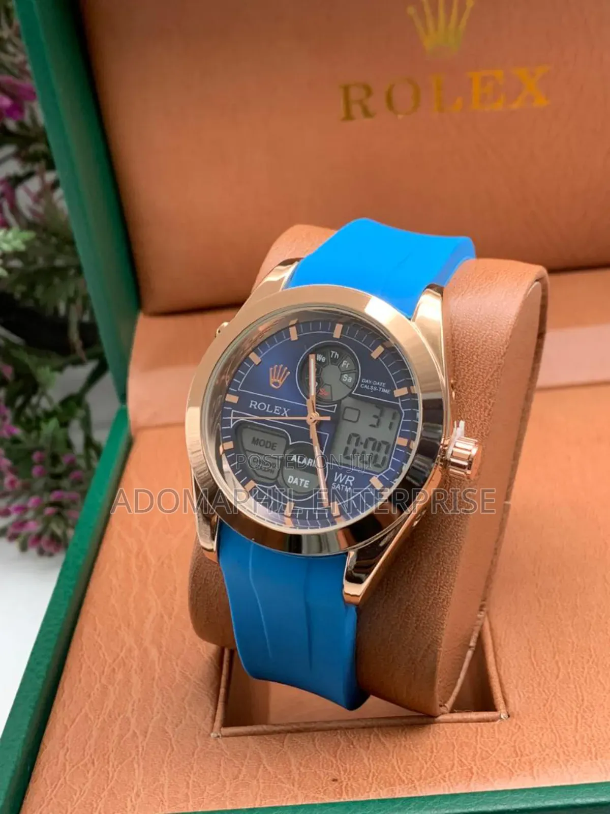 Digital and Analog Rolex Rubber Strap Watch