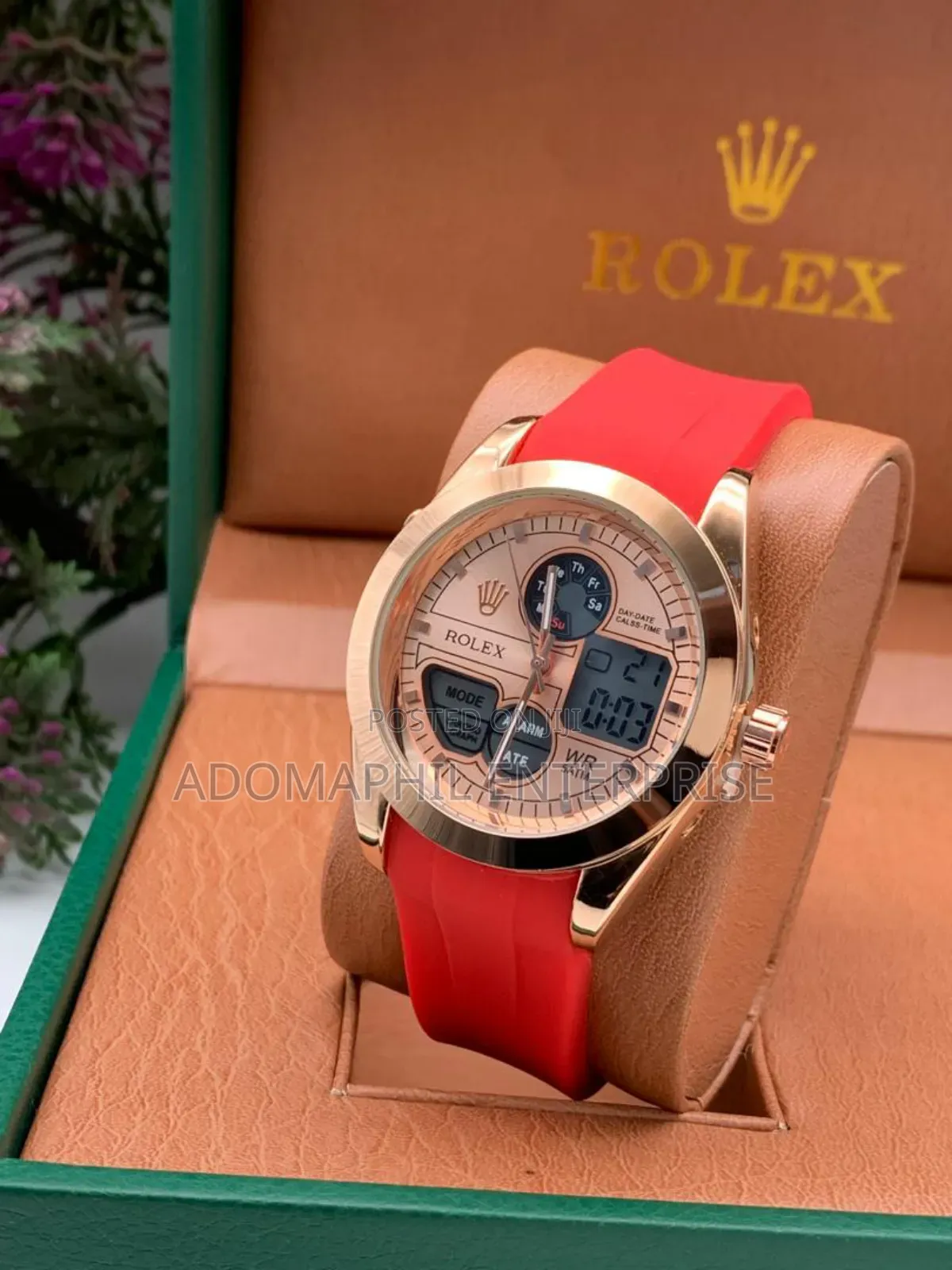 Digital and Analog Rolex Rubber Strap Watch
