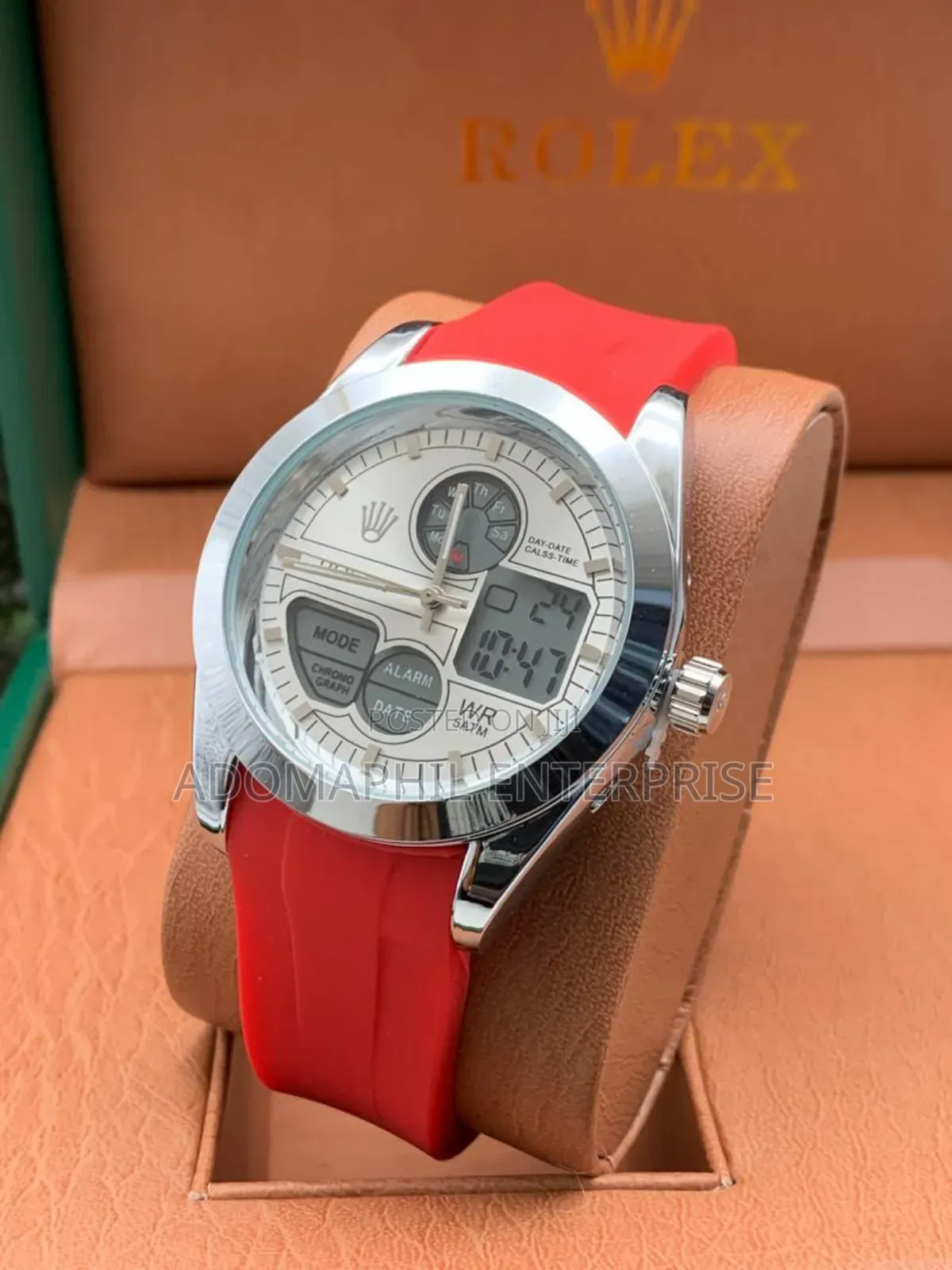 Digital and Analog Rolex Rubber Strap Watch