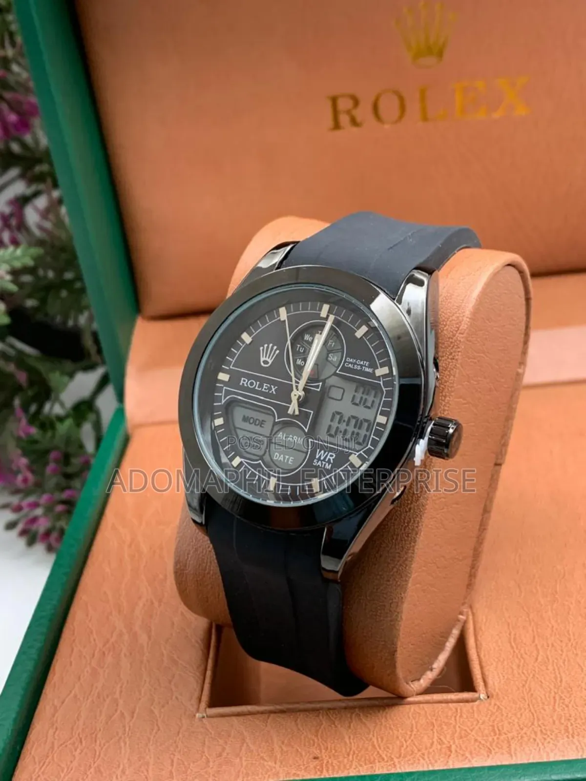 Digital and Analog Rolex Rubber Strap Watch