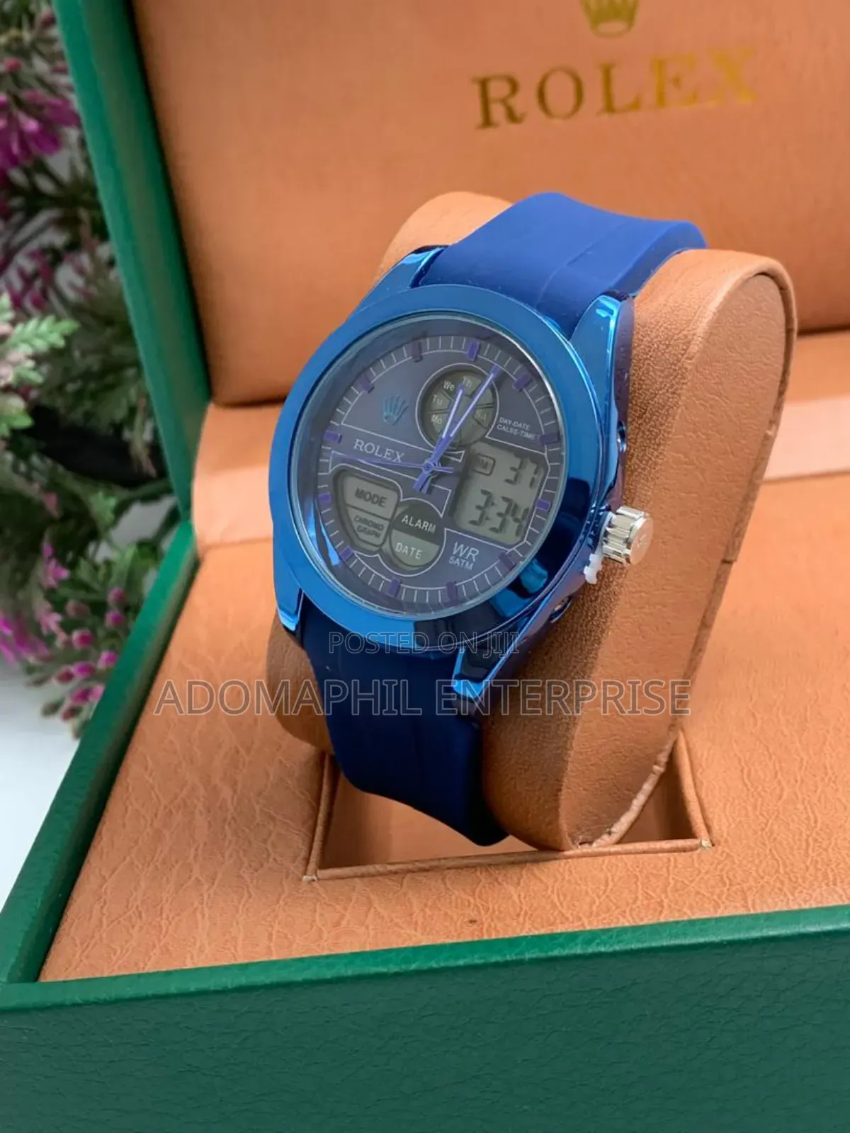 Digital and Analog Rolex Rubber Strap Watch