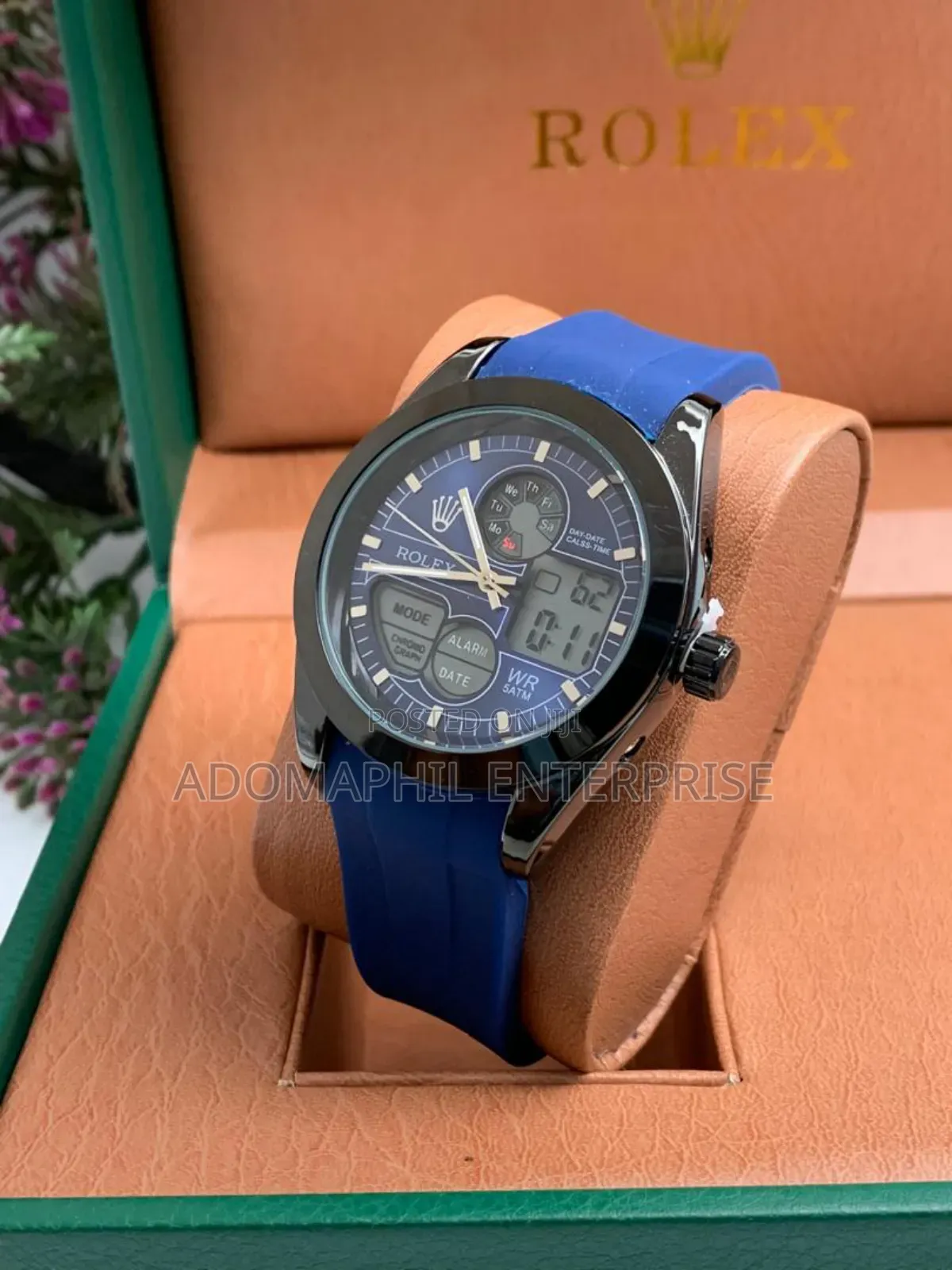 Digital and Analog Rolex Rubber Strap Watch