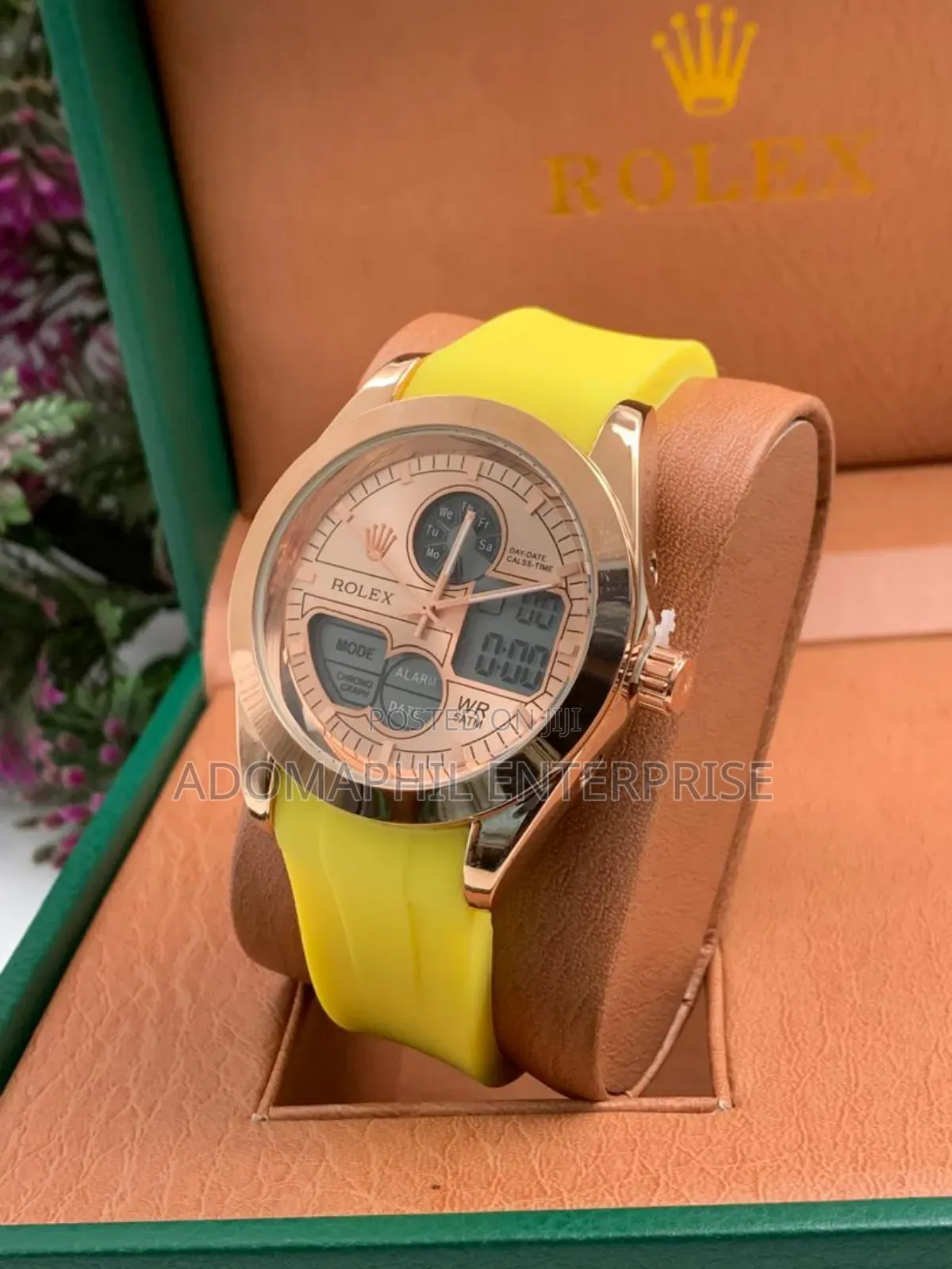 Digital and Analog Rolex Rubber Strap Watch