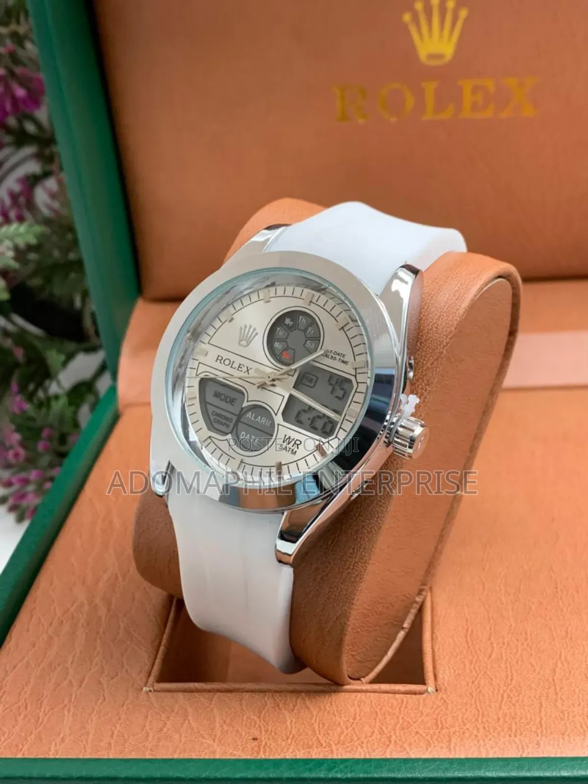 Digital and Analog Rolex Rubber Strap Watch