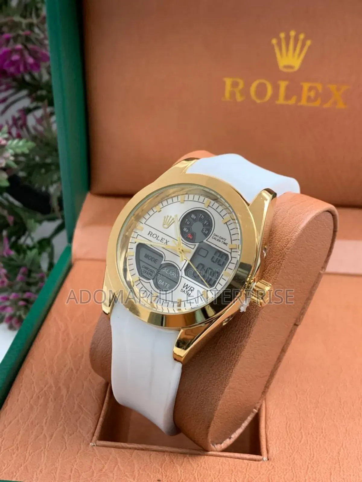 Digital and Analog Rolex Rubber Strap Watch