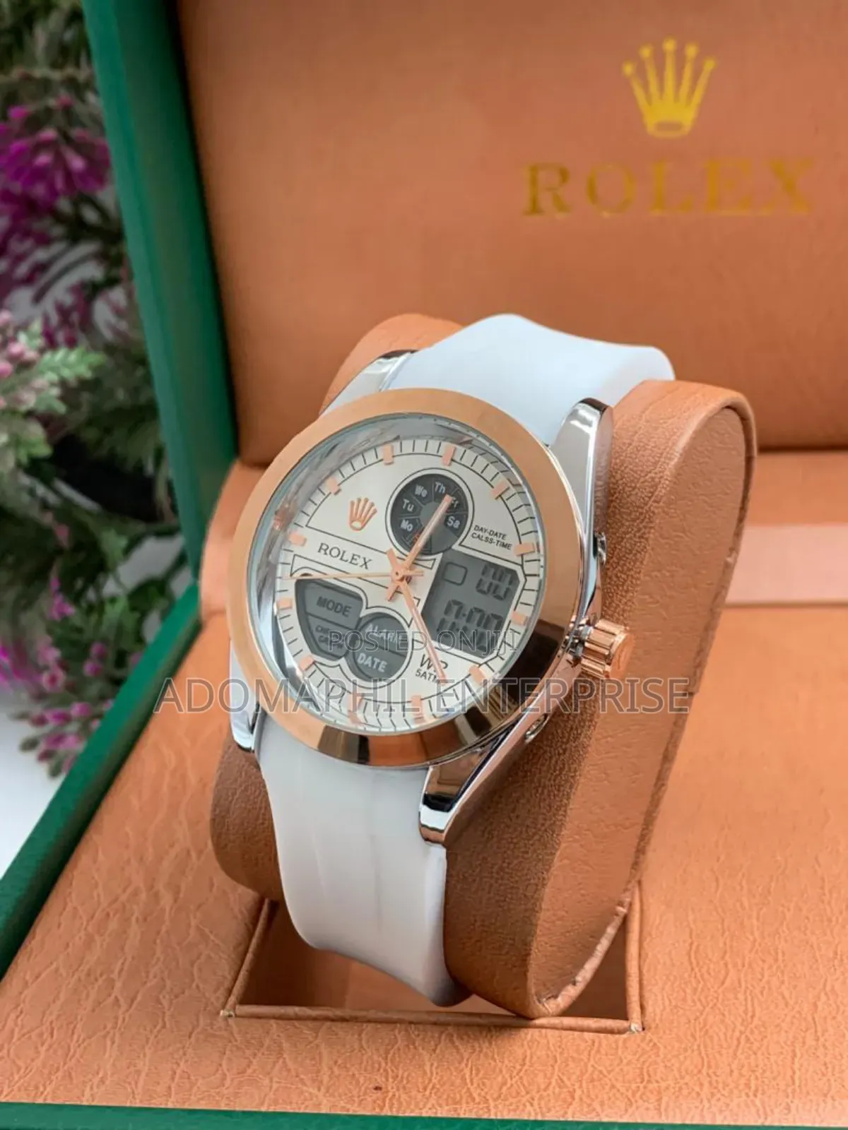 Digital and Analog Rolex Rubber Strap Watch