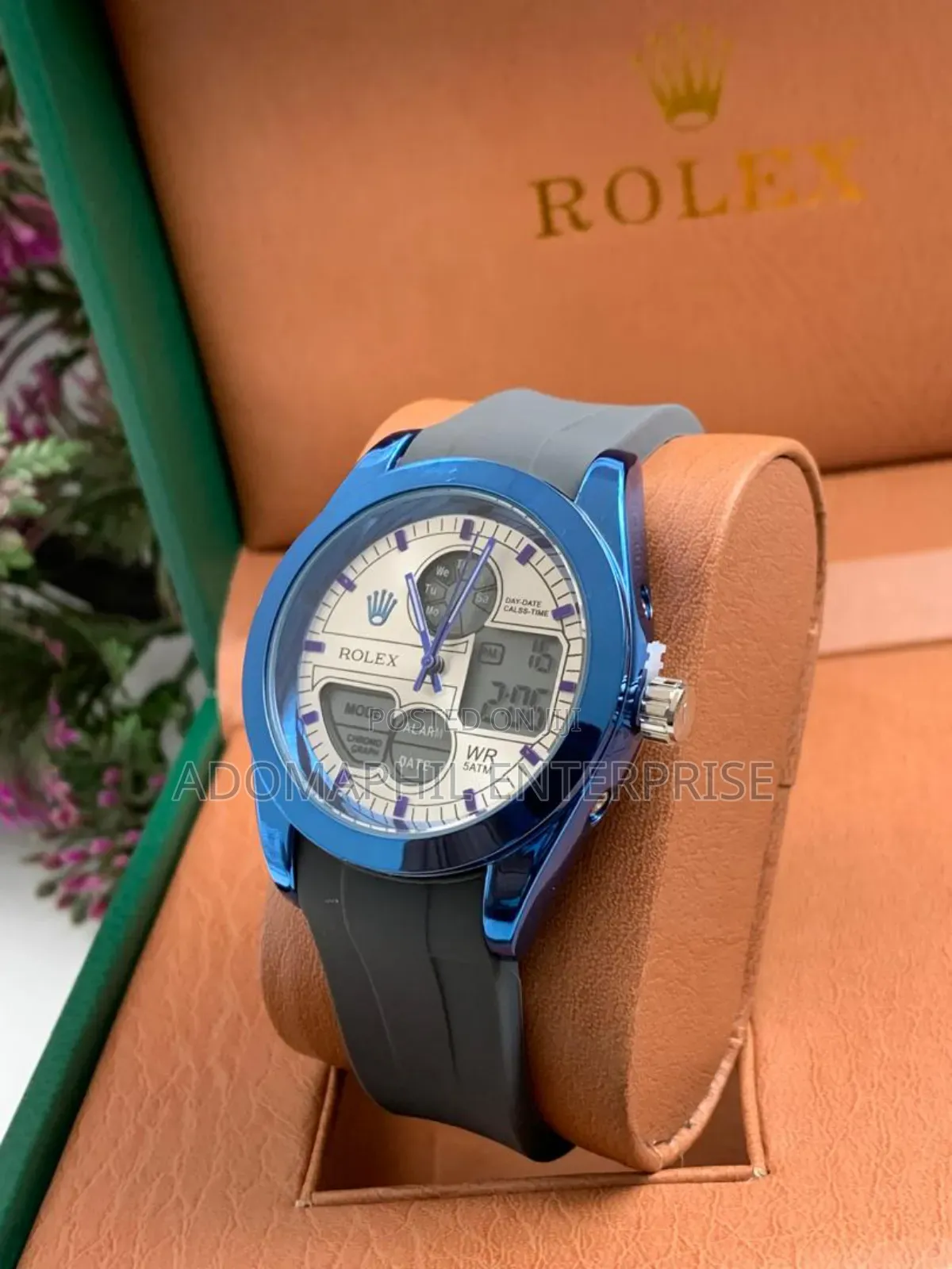 Digital and Analog Rolex Rubber Strap Watch