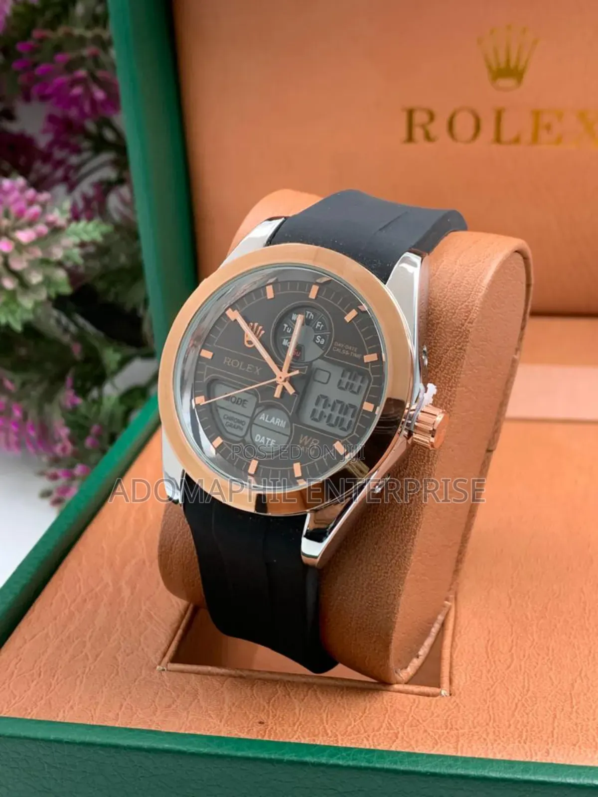 Digital and Analog Rolex Rubber Strap Watch