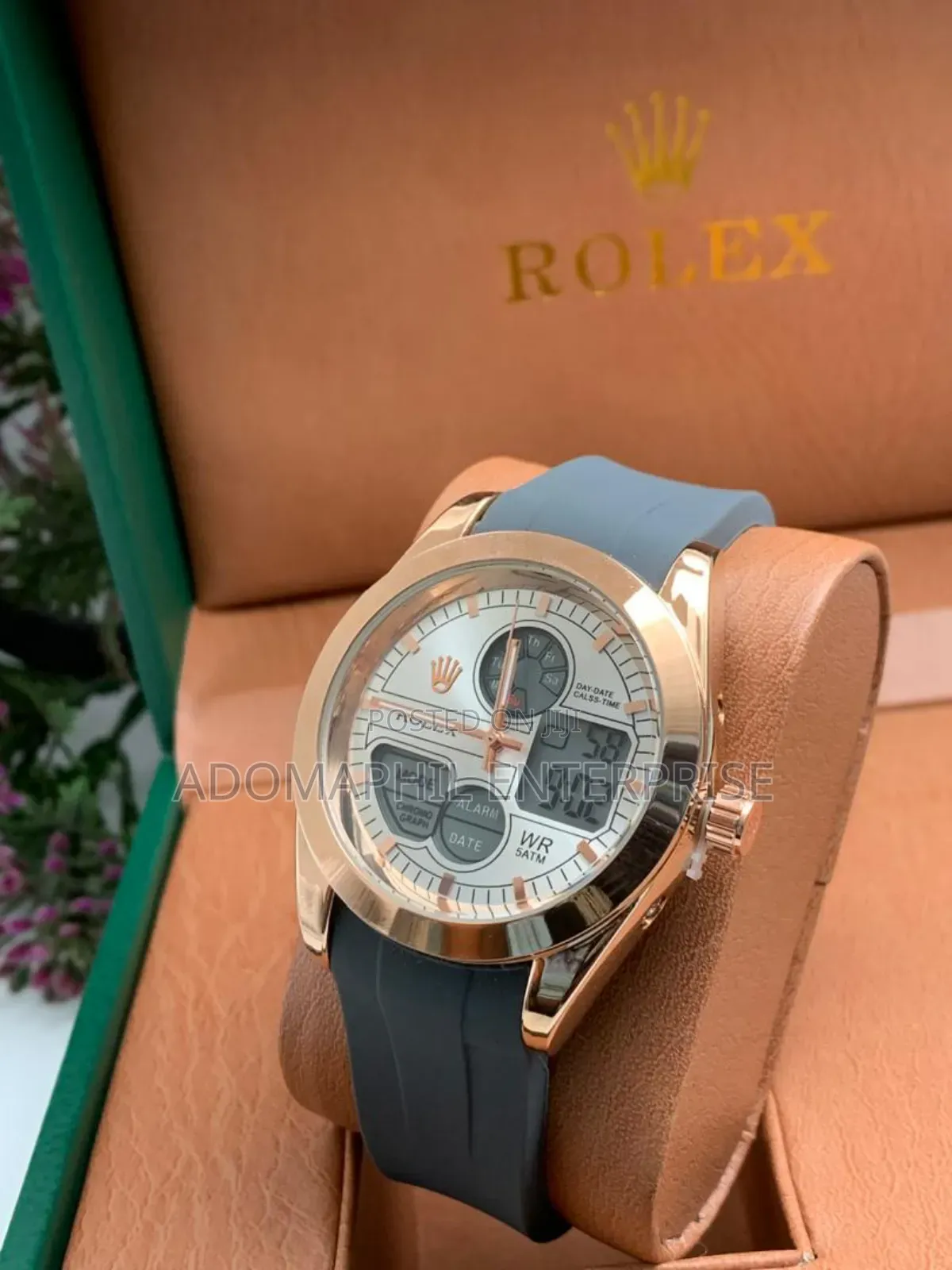 Digital and Analog Rolex Rubber Strap Watch