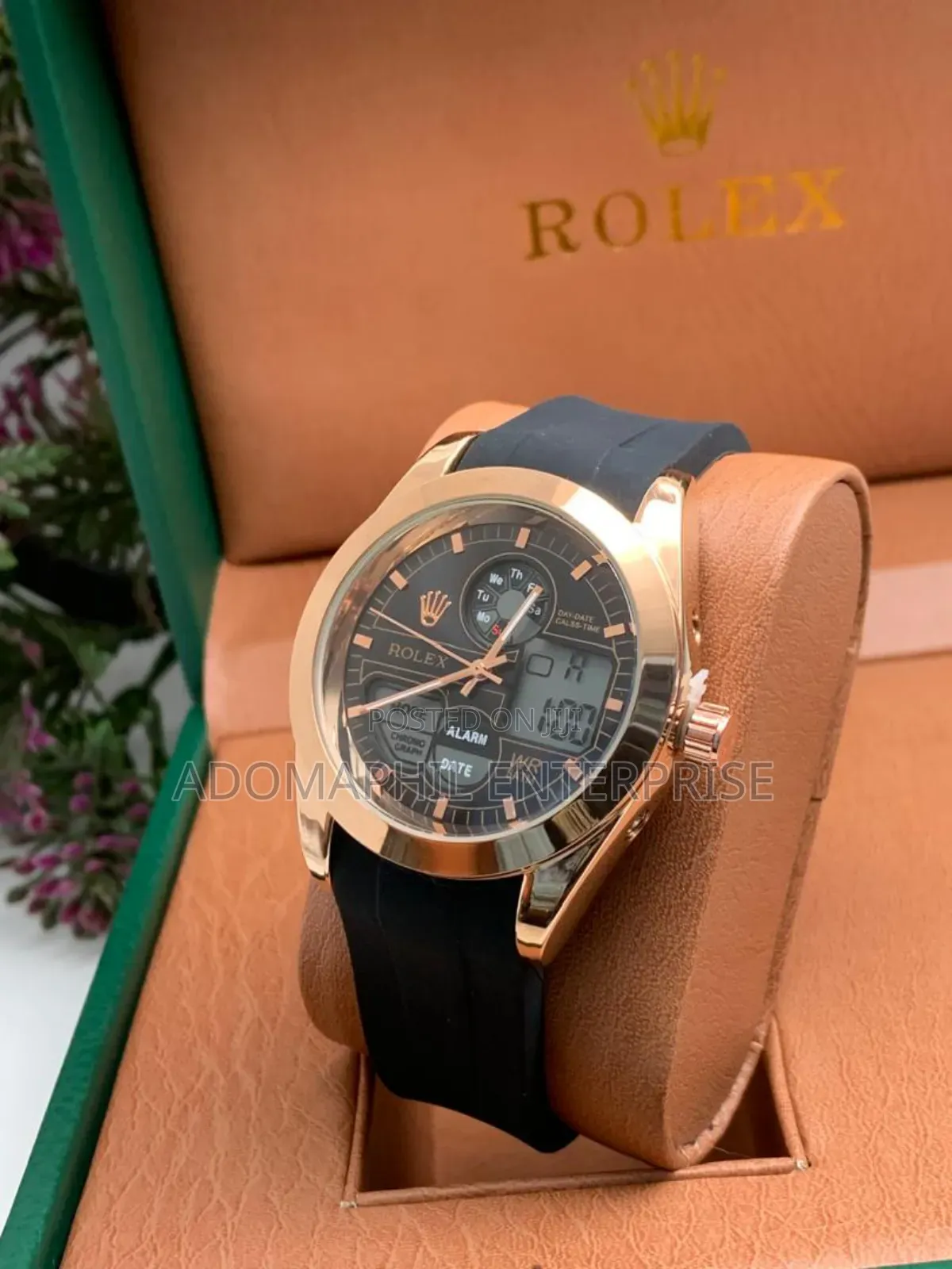 Digital and Analog Rolex Rubber Strap Watch