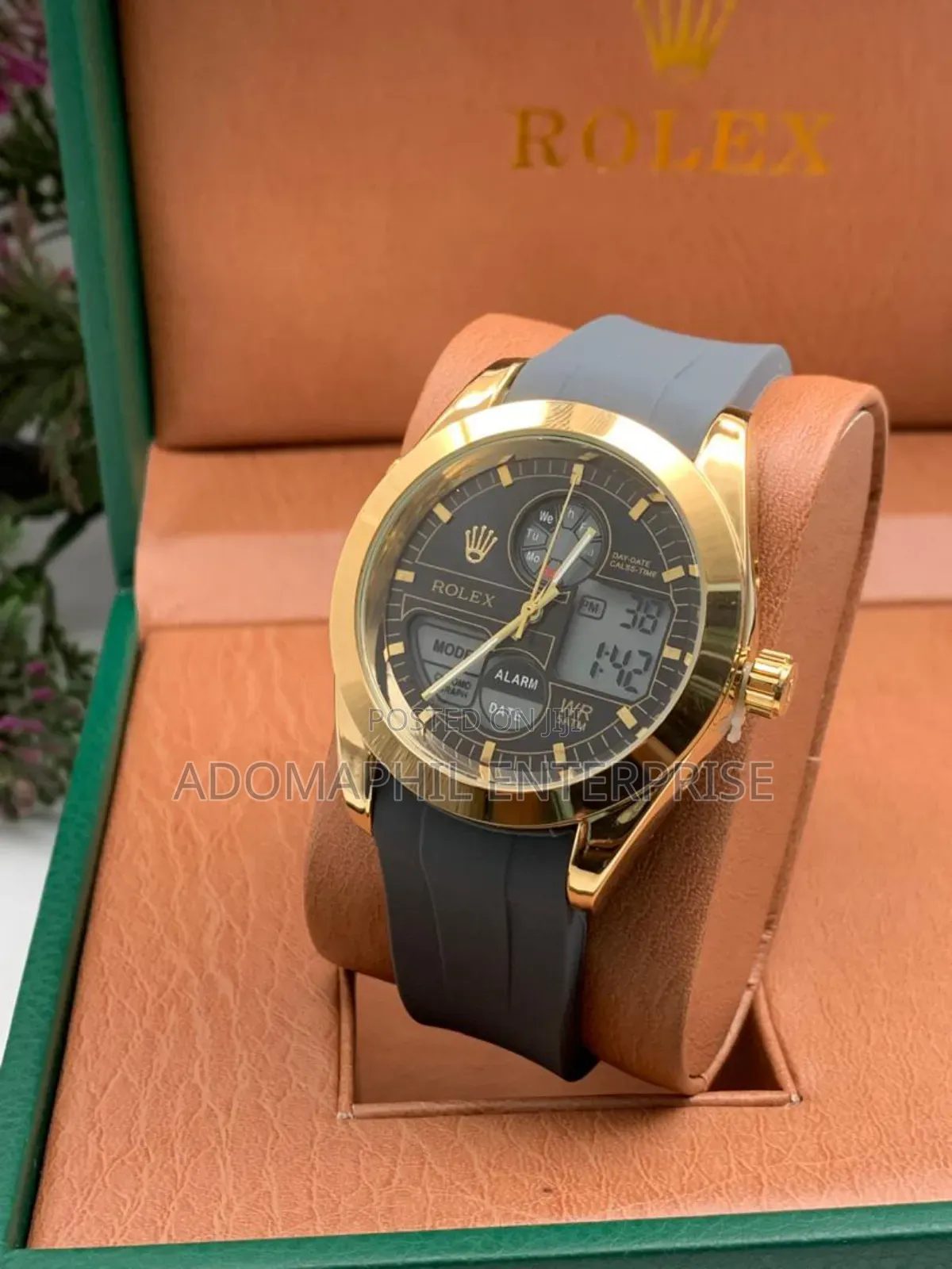 Digital and Analog Rolex Rubber Strap Watch