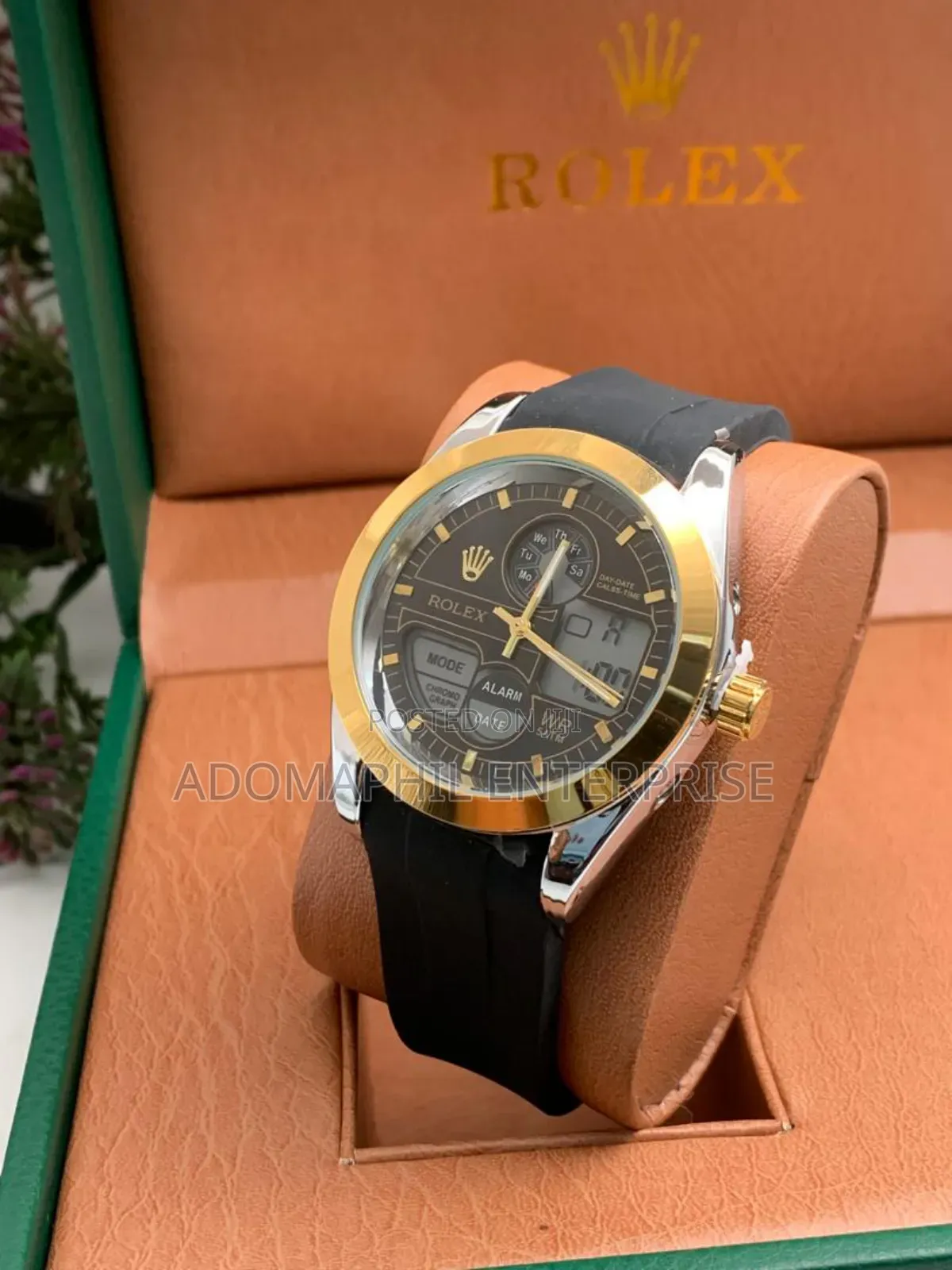 Digital and Analog Rolex Rubber Strap Watch