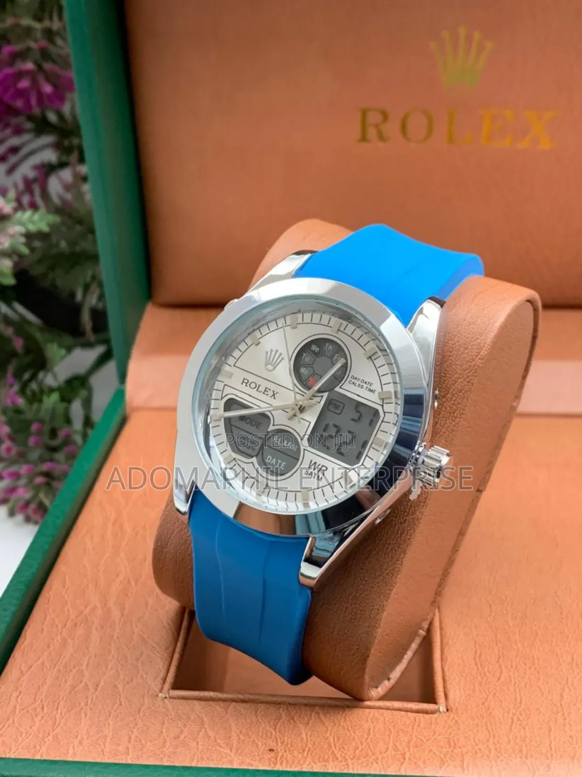 Digital and Analog Rolex Rubber Strap Watch
