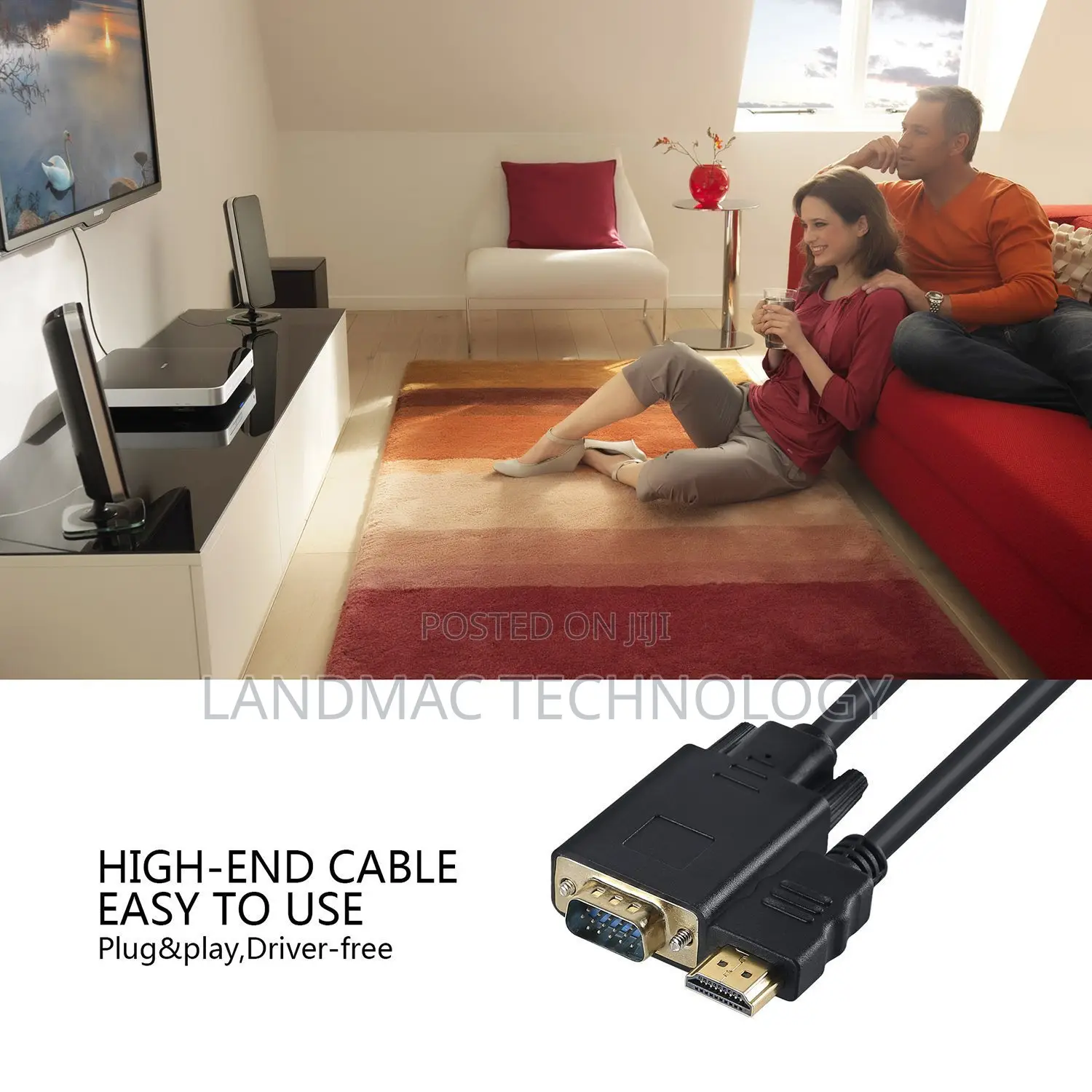 HDMI Male To VGA Male 15PIN Video Cable(Black)