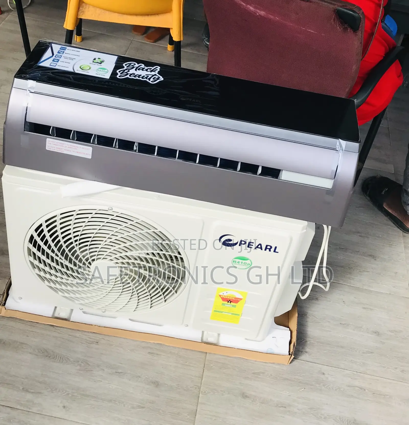 Lastest R410 Gas 1.5hp Mirror Pearl Black Non-Inverter AC 