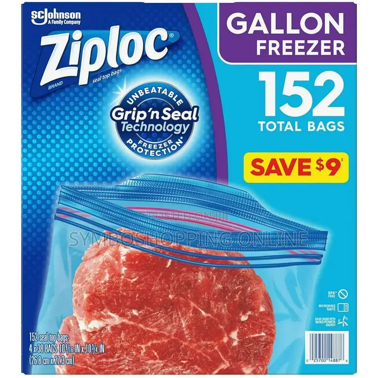 Ziploc Gallon Freezer Bags (115 for 38pcs Pack)