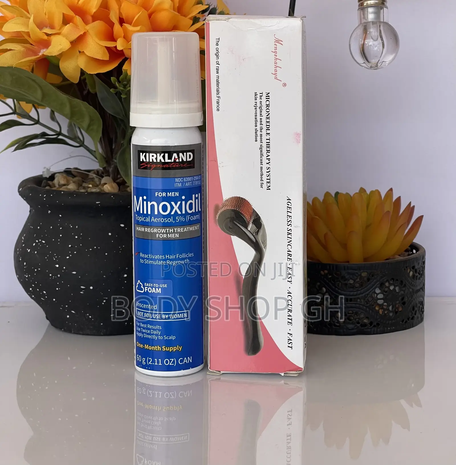 Kirkland Minoxidil Foam +Derma Roller for Beard and Hairline