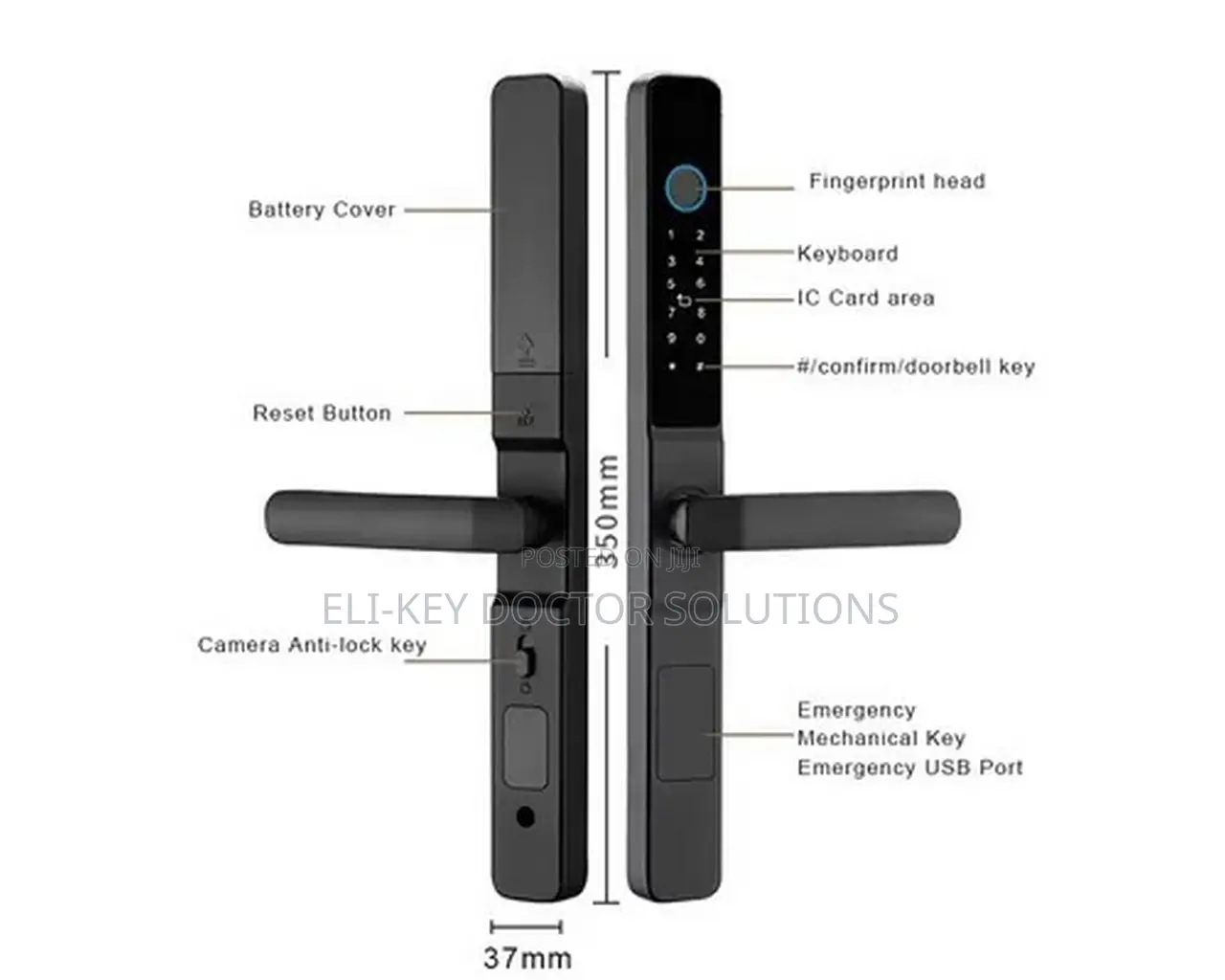 Waterproof Smart Door Lock for Glass Doors, Hotels- Tuya App