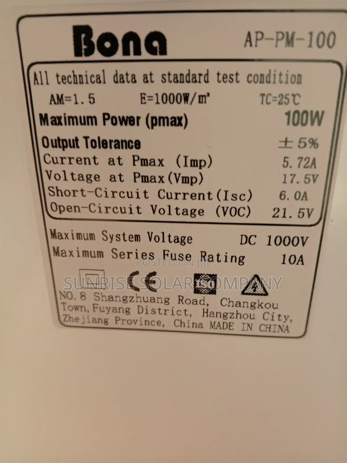 Solar Panel 100w(Mono Crystalline )