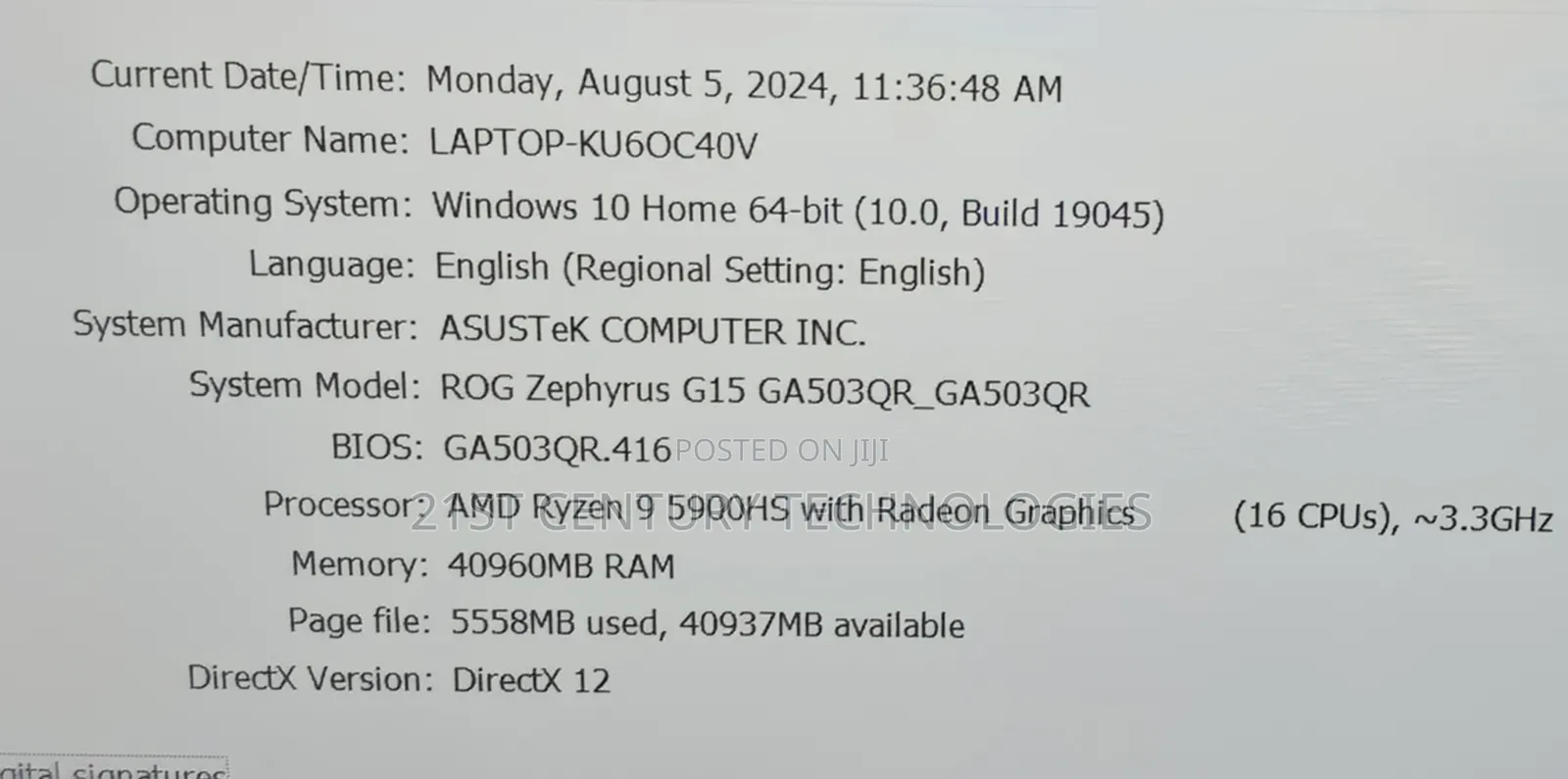 Laptop Asus ROG Zephyrus G15 16GB Intel Core i7 SSD 2T