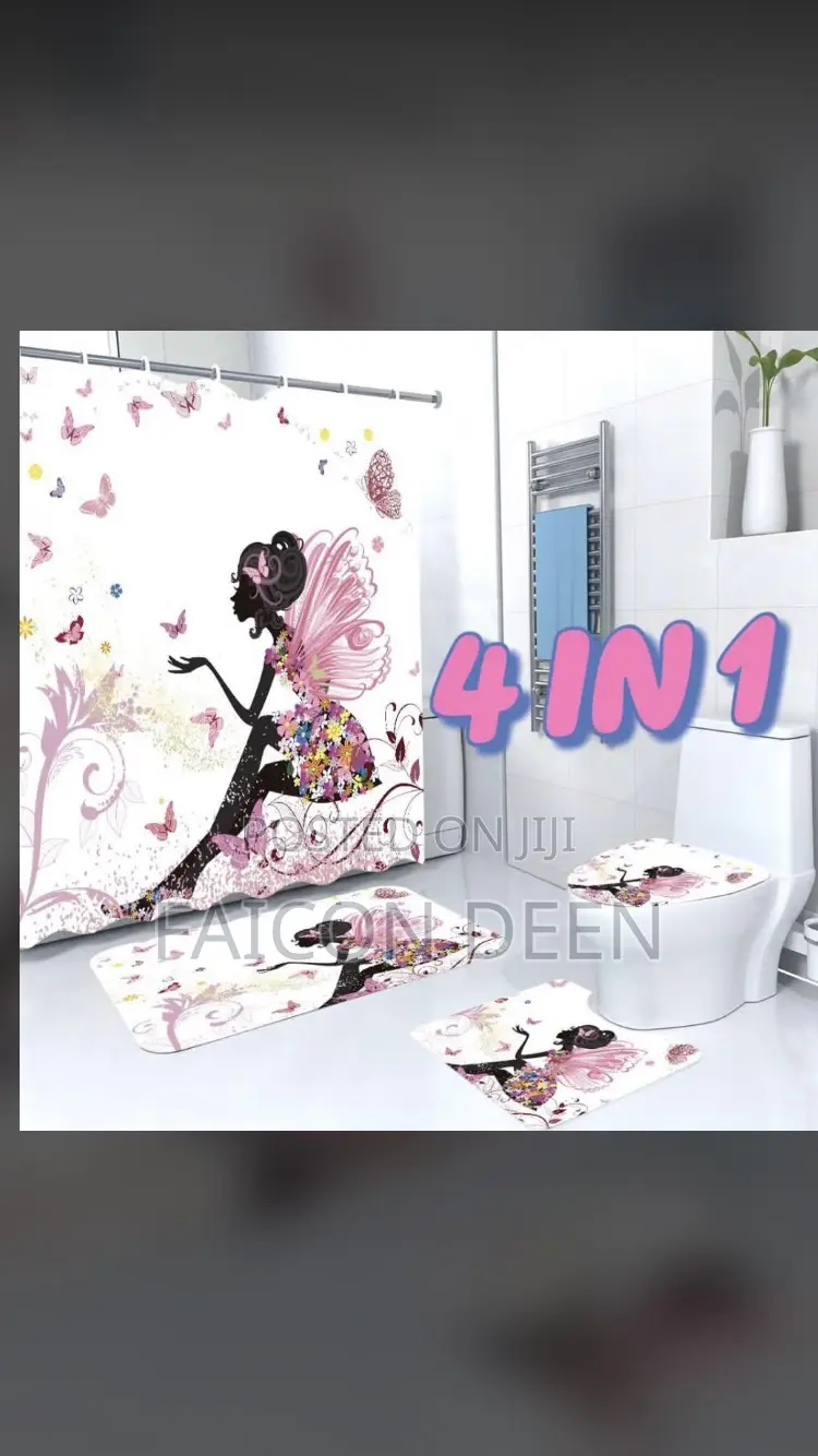Bathroom Mat + Shower Curtains Plus 3 Set Bathroom Set Mats