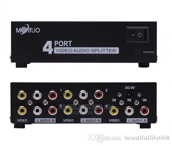 4 Port 1 In 4 Out 3 RCA AV Audio Video TV Box HDTV DVD PS 3 Splitter