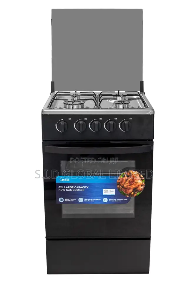 Exclusive MIDEA-4-BURNER-GAS-COOKER-BLACK-MIRROR-SP5055T082-