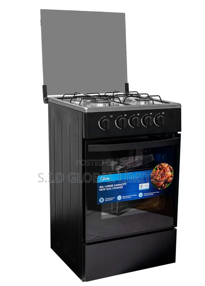Amazing MIDEA-4-BURNER-GAS-COOKER-BLACK-MIRROR-SP5055T082-B