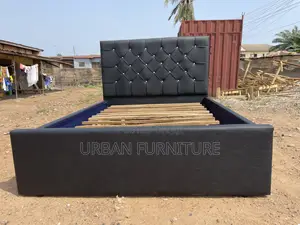 Photo - Double Bed Frame Leather Black