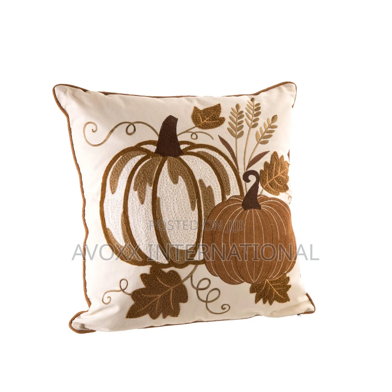 Euty Throw Pillow 18”X18” for Fall ,Embroider Pumpkin Leaf