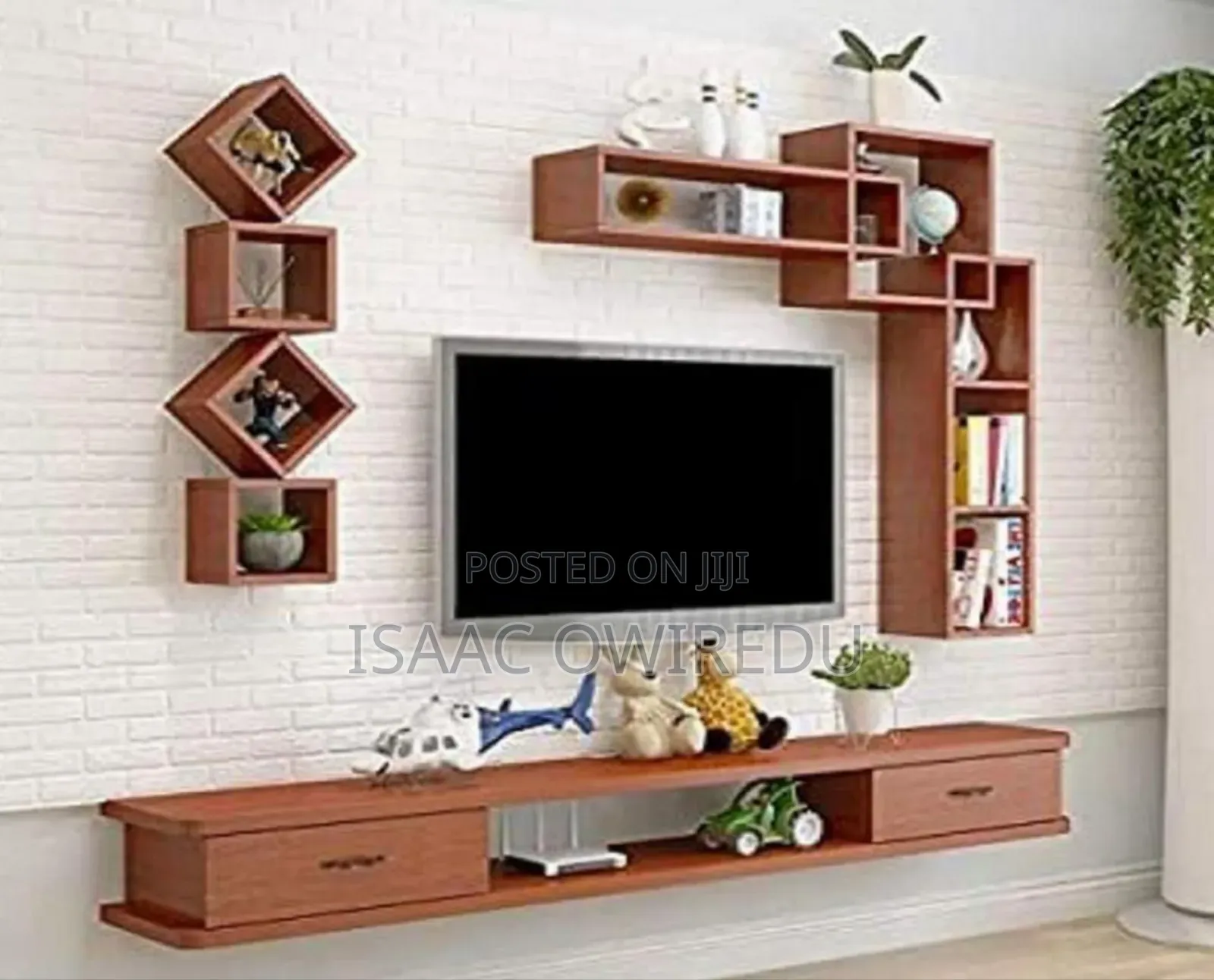 Television Wall Mount With Doors and Shelves