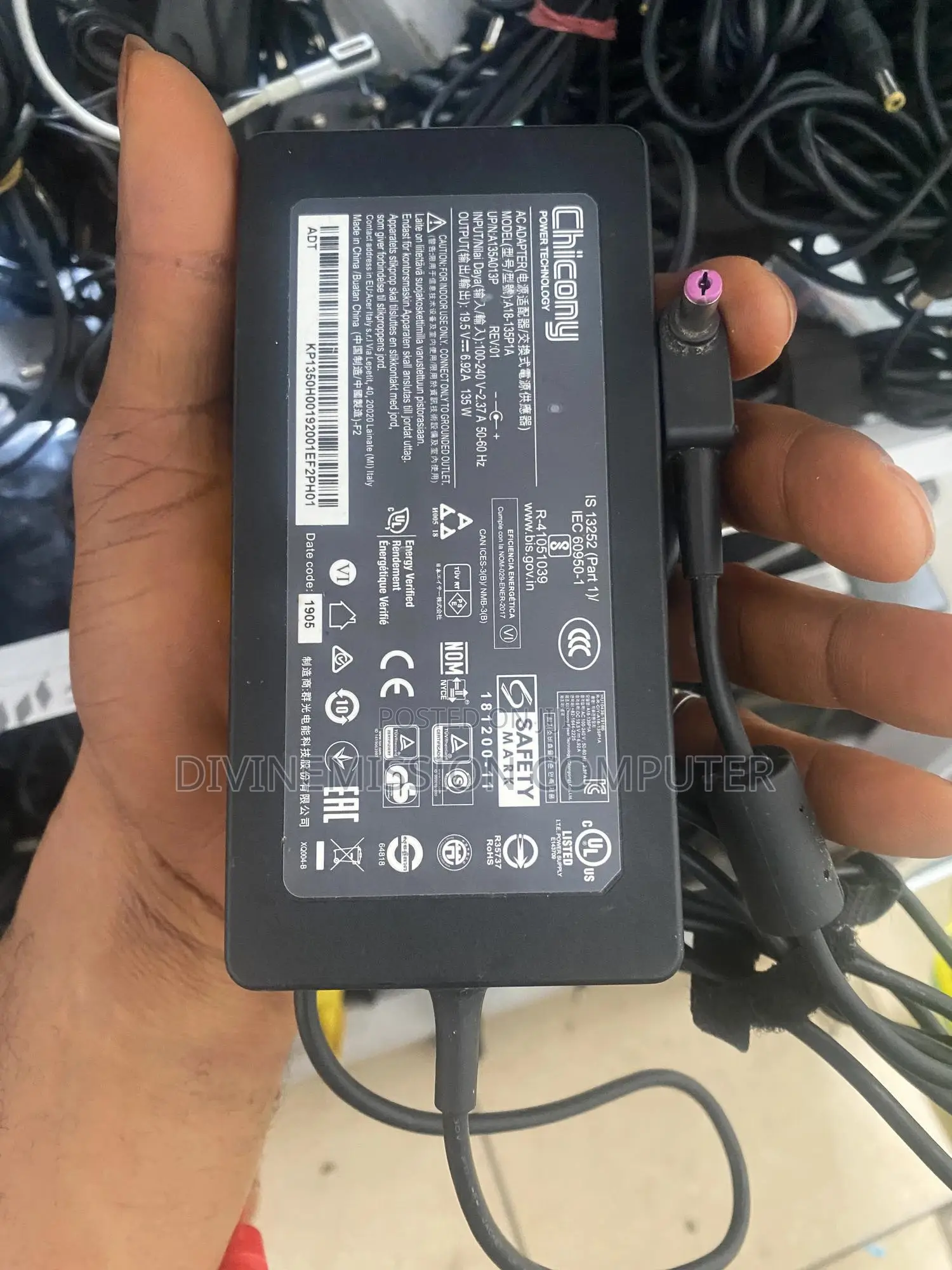 Uk Used Acer Laptop Adapter/Charger 19.5v~6.92A, 120w,135w