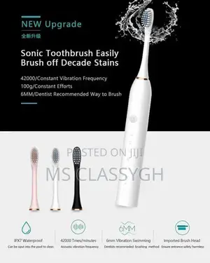 Electric Toothbrush Rechargeable 6 Clean Modes Sonic for Adu
