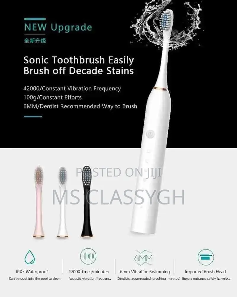 Electric Toothbrush Rechargeable 6 Clean Modes Sonic for Adu