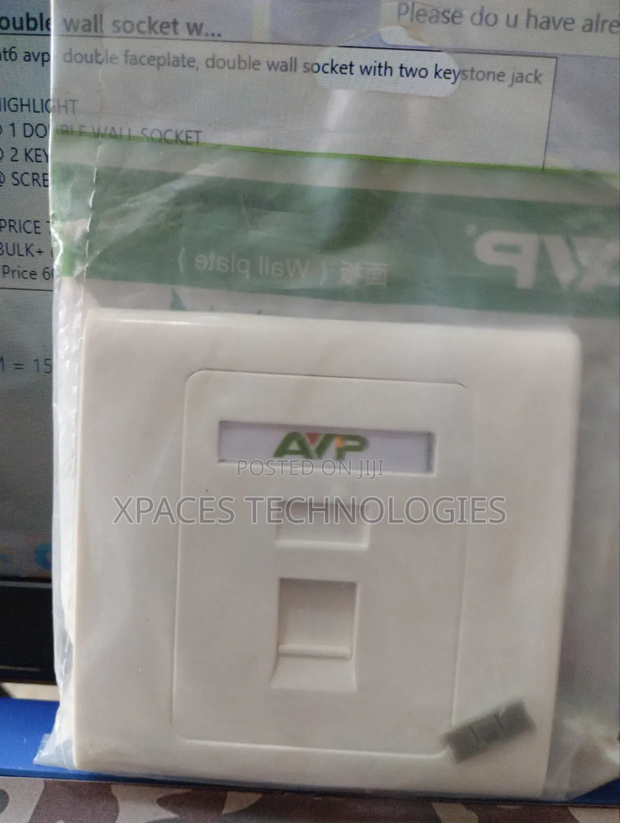 Single Port Faceplate With CAT6 Rj45 Keystone Jack