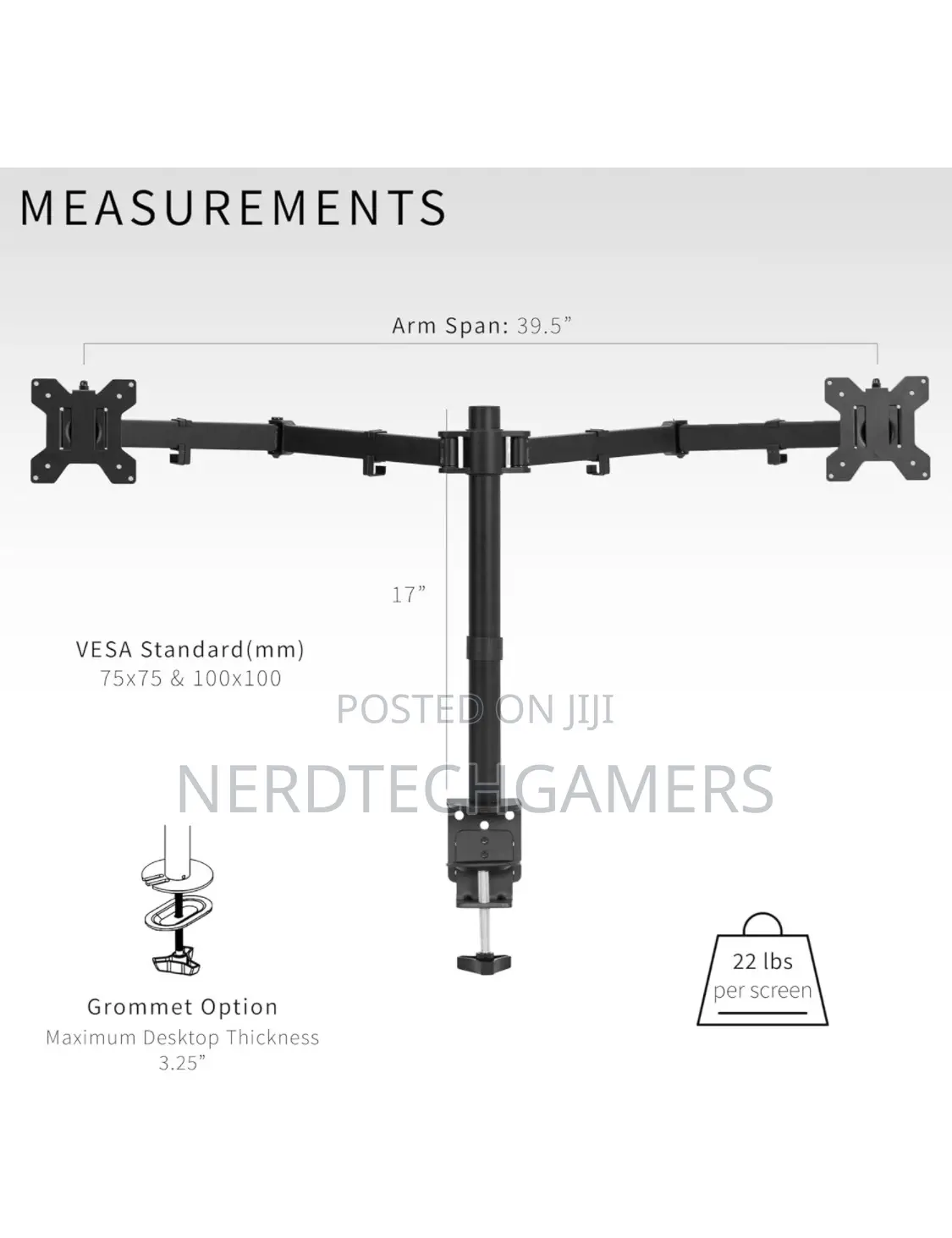 VIVO Dual Ultrawide Monitor Desk Mount, , Black, STAND-V038