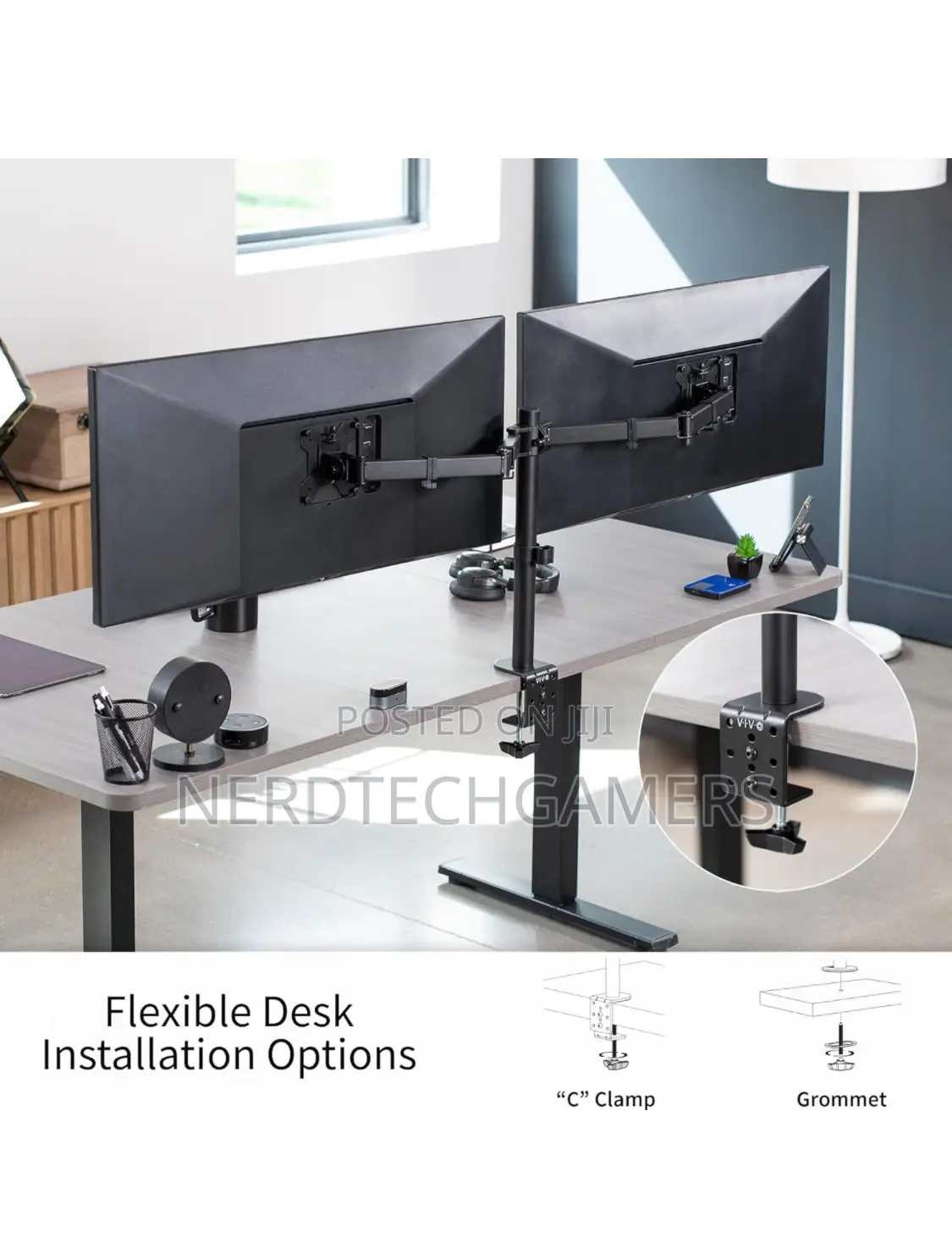 VIVO Dual Ultrawide Monitor Desk Mount, , Black, STAND-V038
