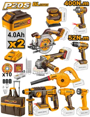 Ingco 9 PCS Cordless Industrial Combo Kit 20v - Ckli2098