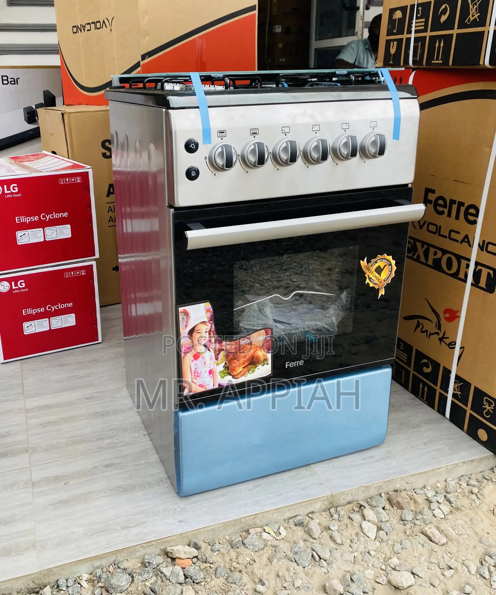 Shop Ferre 50x60 Gas Oven 4 Burner With Grill(Gray).