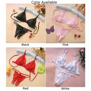 Erotic Lingerie Set Full Lace Hollow Bra Open Crotch Panties