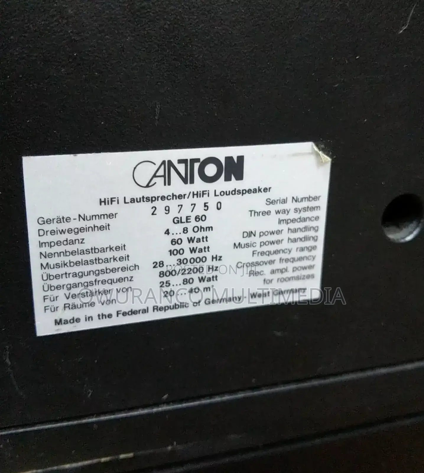 Canton Gle Fonum 60 3-Ways 2x100w Super-Hifi Loudspeaker