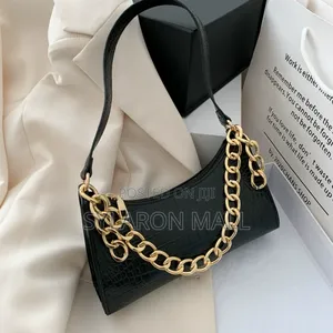 Crocodile Embossed Baguette Bag