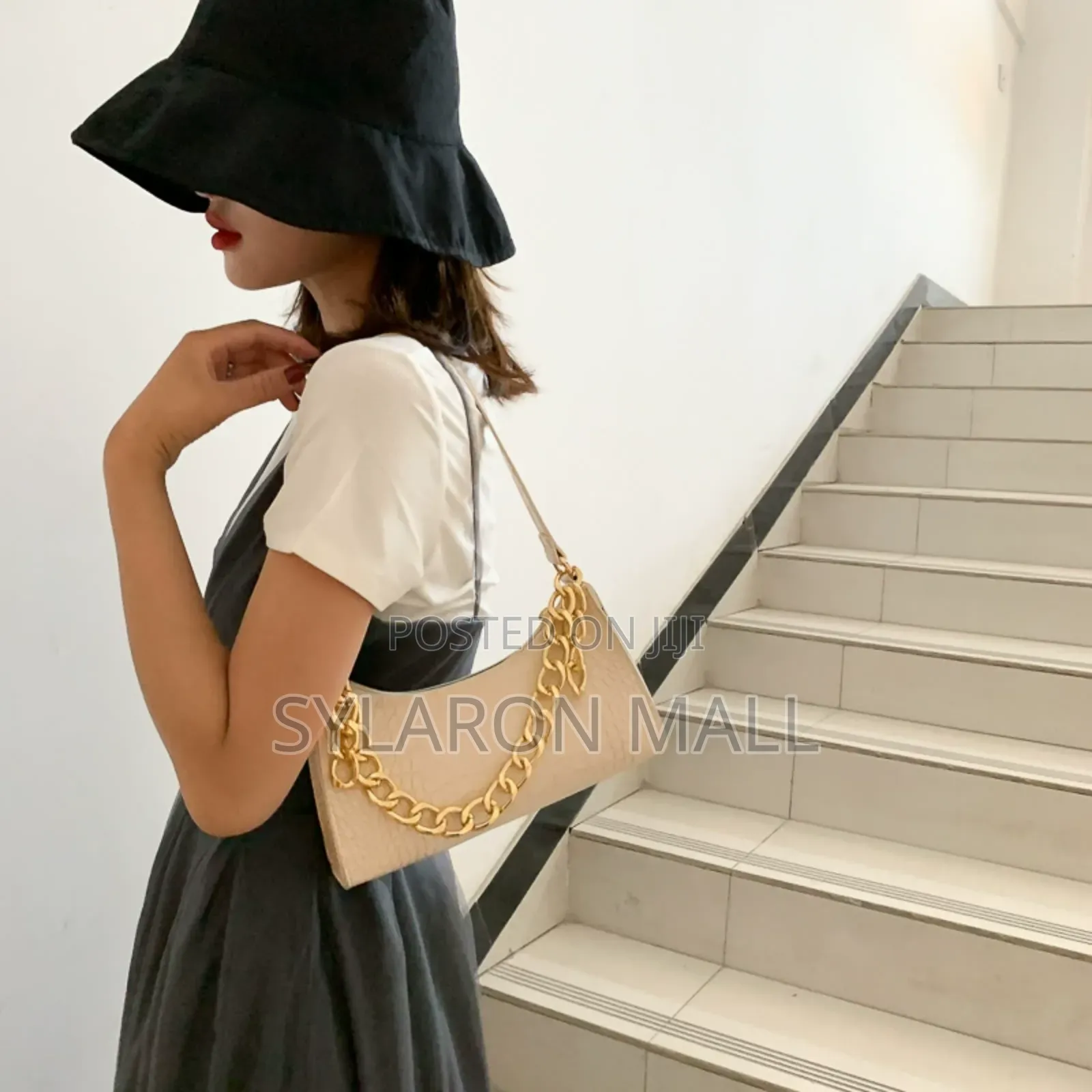 Crocodile Embossed Baguette Bag
