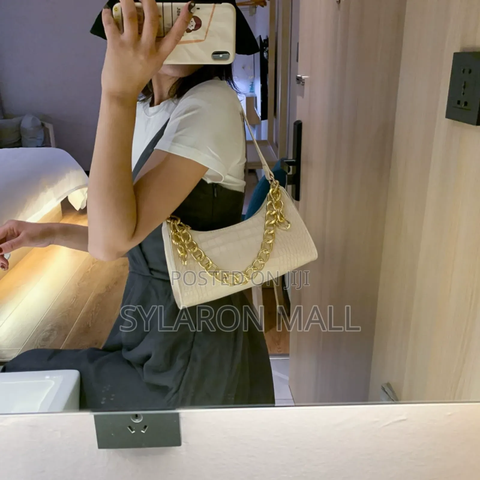 Crocodile Embossed Baguette Bag