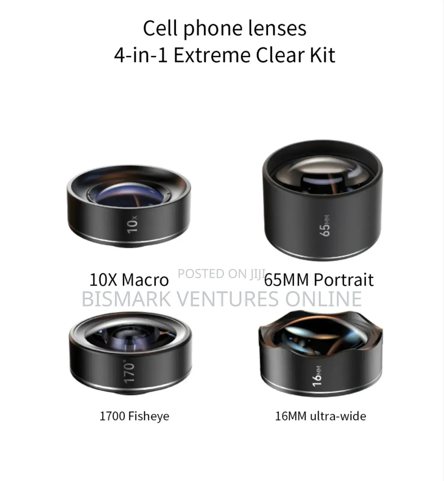 4 In1 Mobile Lens, Portrait, Wide Angle, Fish Eye, Macro.