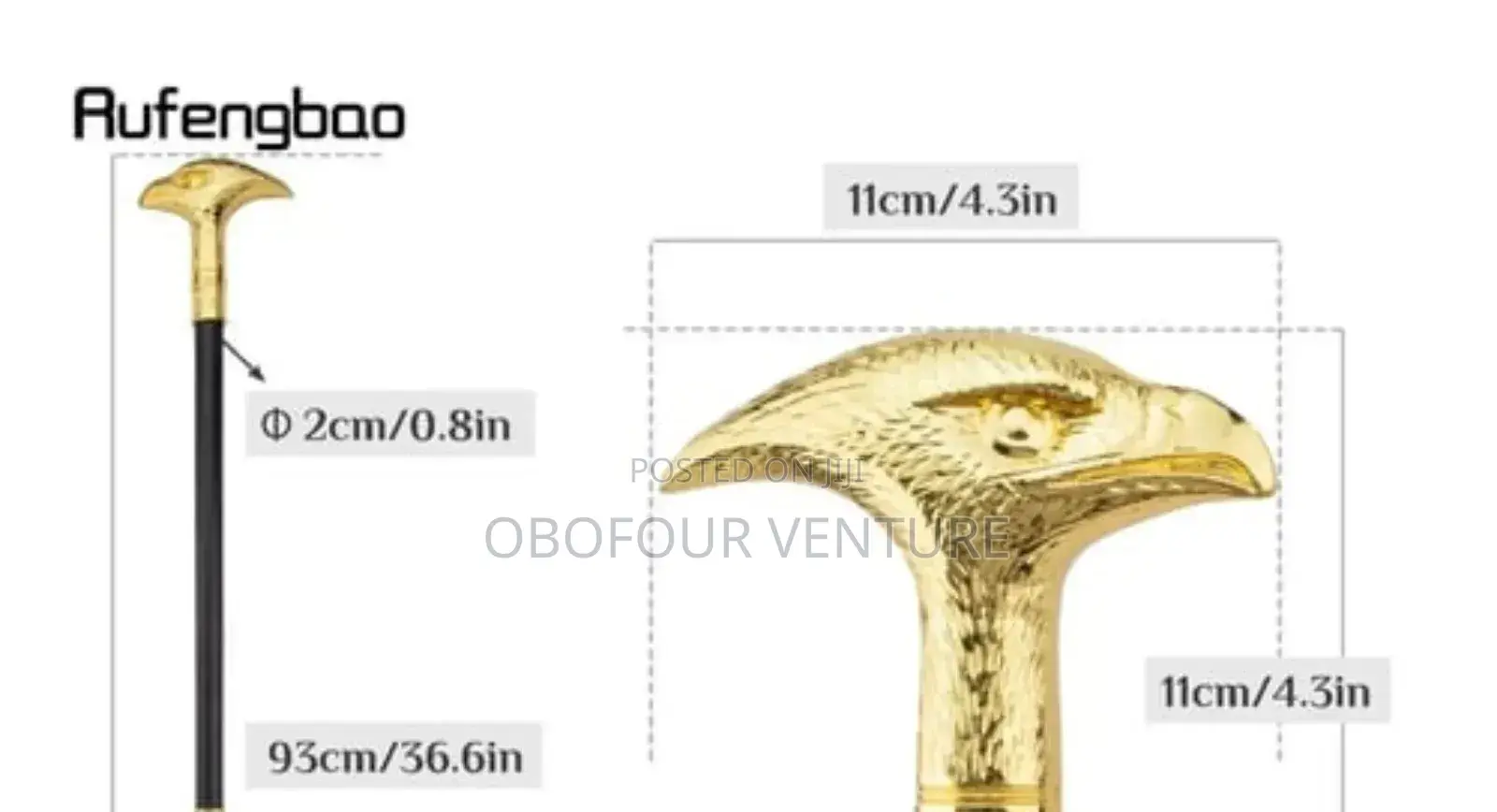 Golden Eagle Head Fashion Walking Stick Decorative, King