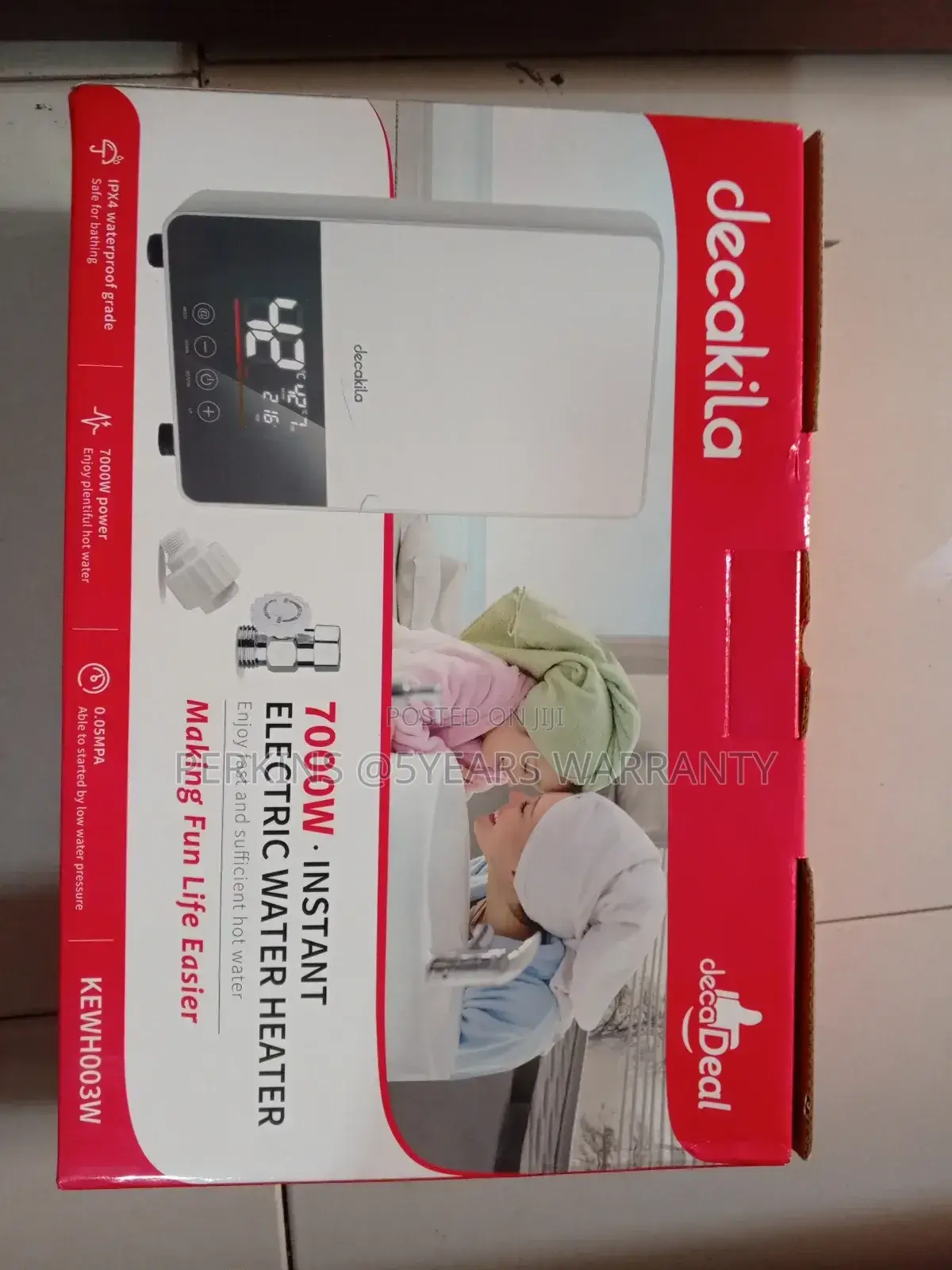 Waterproof Grade Decakila Electric Water Heater 7000watts